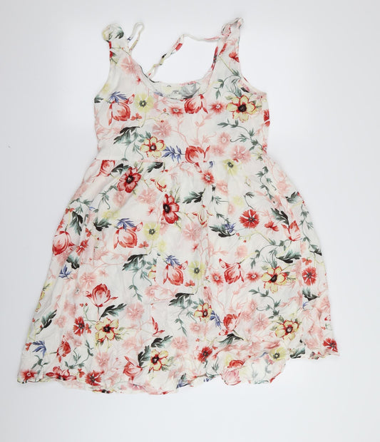 Jaqueline deYong Womens White Floral Fit & Flare Size 6