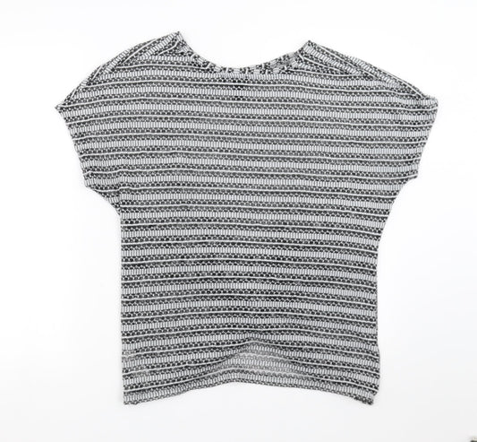 New Look Womens Black Geometric Pullover Jumper Size L - twist front