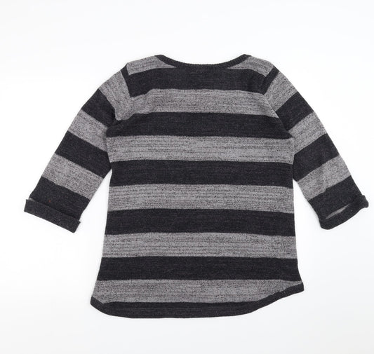 JSL Womens Grey Striped Pullover Jumper Size L