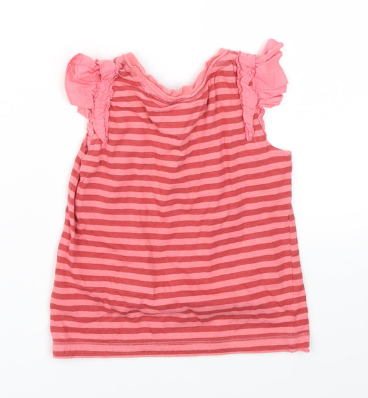 Next Girls Pink Striped Basic T-Shirt Size 2-3 Years