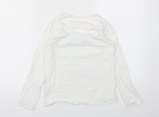 M&S Girls White Animal Print Basic T-Shirt Size 9-10 Years