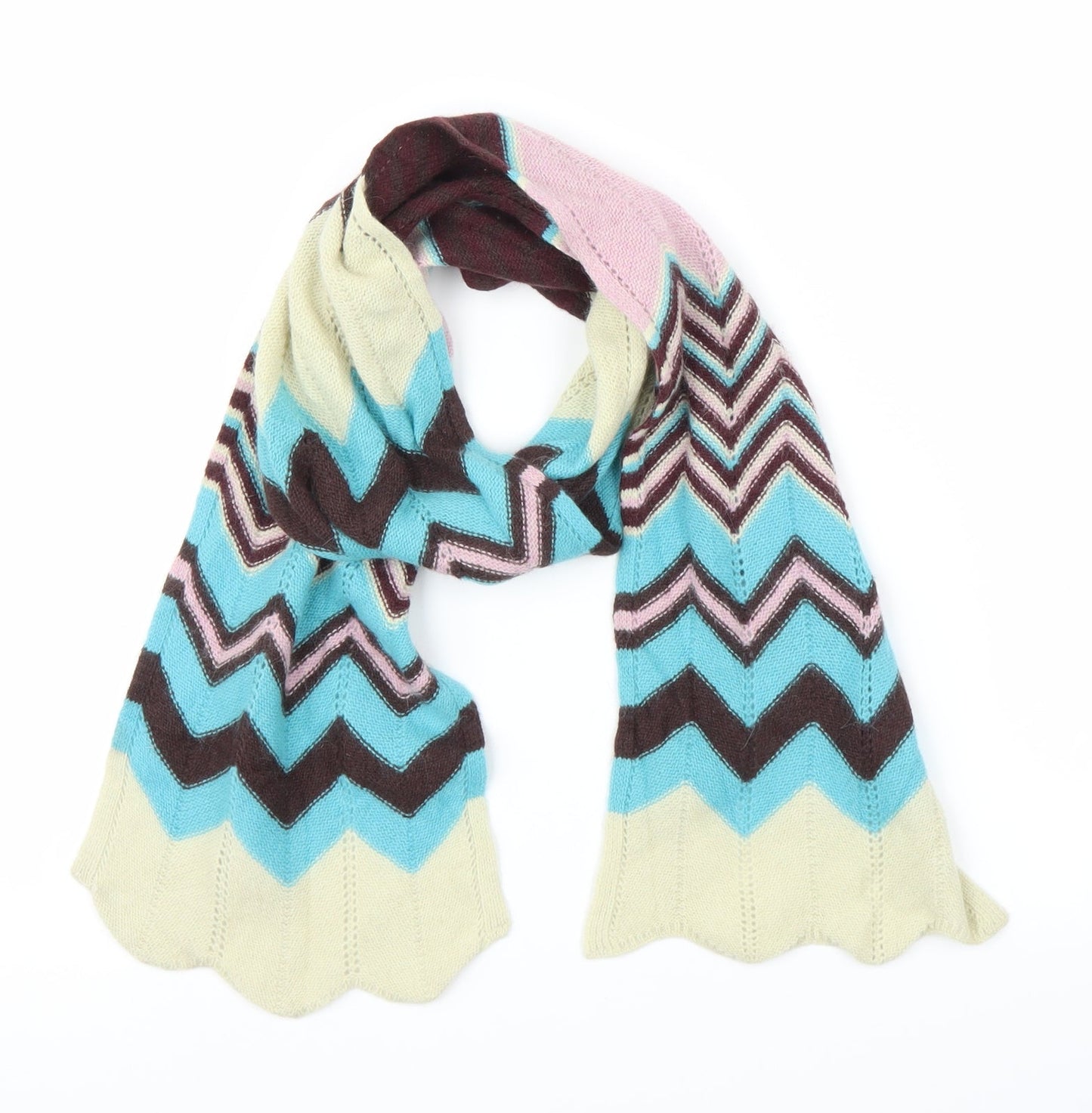 Preworn Unisex Multicoloured Herringbone Scarf
