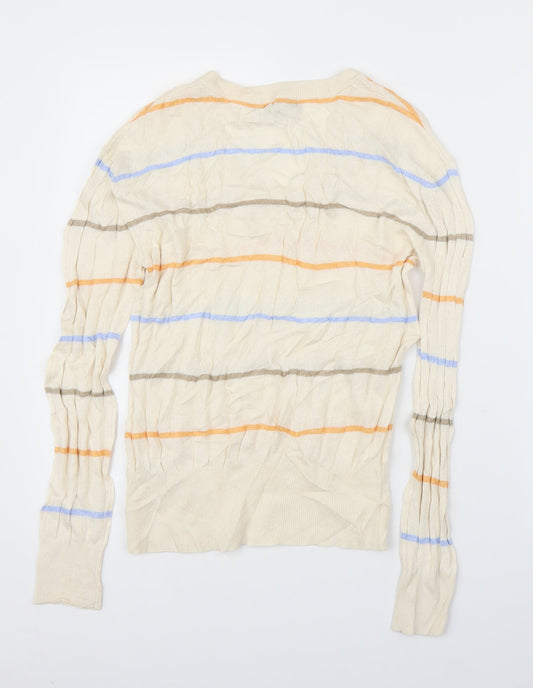 M&S Womens Beige Striped Pullover Jumper Size S
