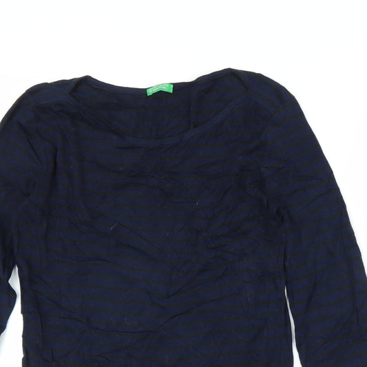 United Colors of Benetton Womens Blue Striped Tunic Blouse Size S