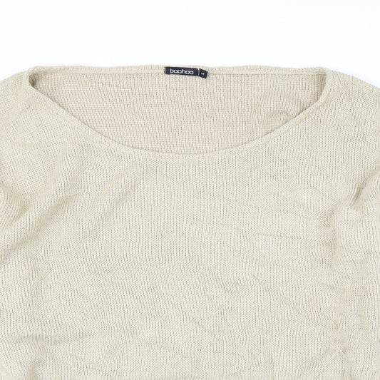 Boohoo Womens Beige Pullover Jumper Size S