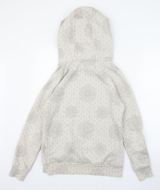 Rock Angel Womens Beige Floral Pullover Hoodie Size M