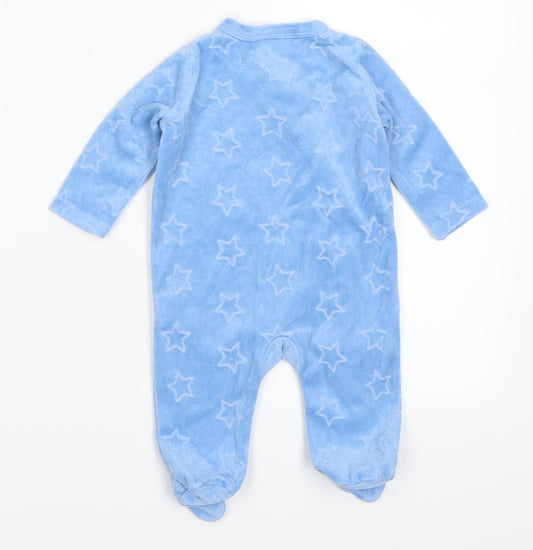 So Cute Boys Blue Solid Babydoll Bodysuit Size 0-3 Months - Skateboarding Dinosaur