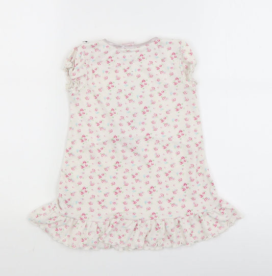 Disney Girls White Floral T-Shirt Dress Size 2-3 Years - minnie mouse