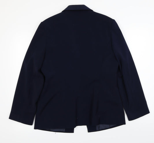 AMARANTO Womens Blue Jacket Blazer Size 14