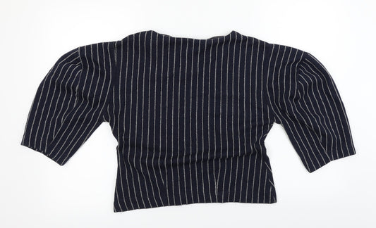 NEXT Womens Blue Striped Basic T-Shirt Size 10