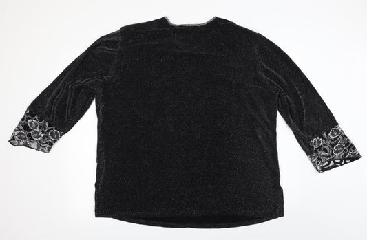 emark Womens Black Geometric Basic Blouse Size 3XL