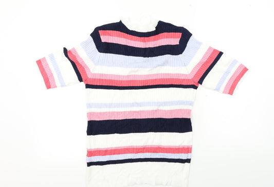 Marks and Spencer Womens White Striped Pullover Jumper Size 12