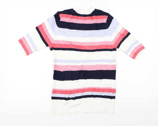 Marks and Spencer Womens White Striped Pullover Jumper Size 12