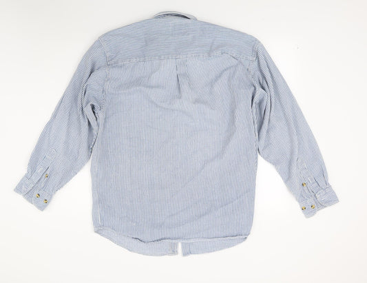 Americano Mens Blue Striped Button-Up Size L