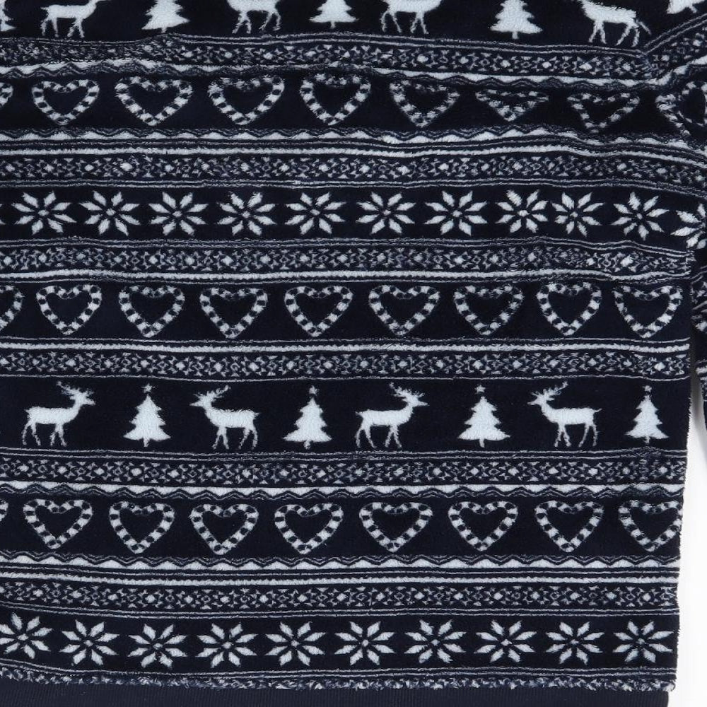Love to lounge Womens Blue Solid Fleece Top Pyjama Top Size XS - Reindeer