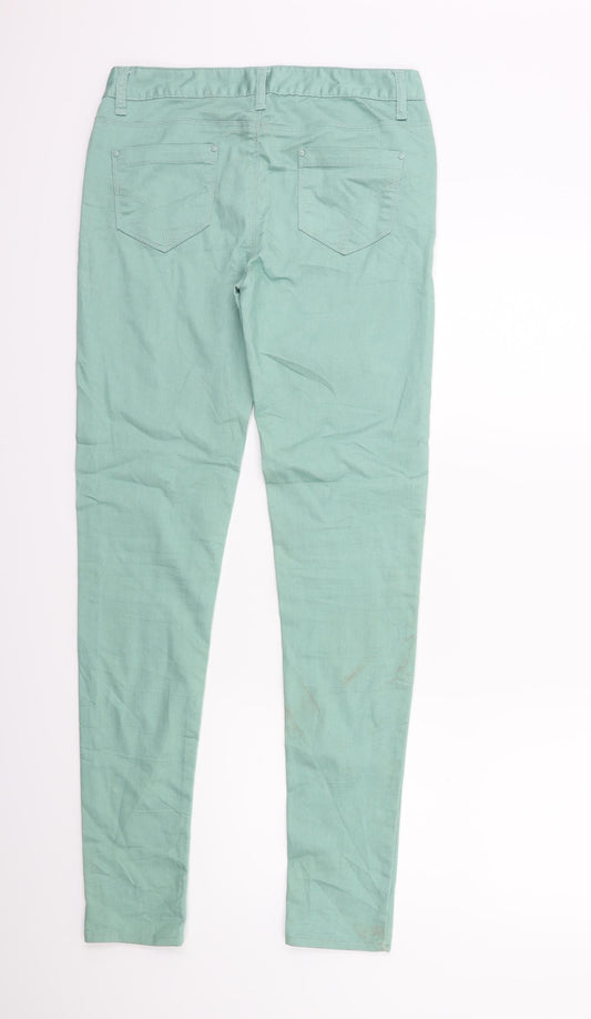 Denim & Co. Womens Green Denim Skinny Jeans Size 10 L28 in