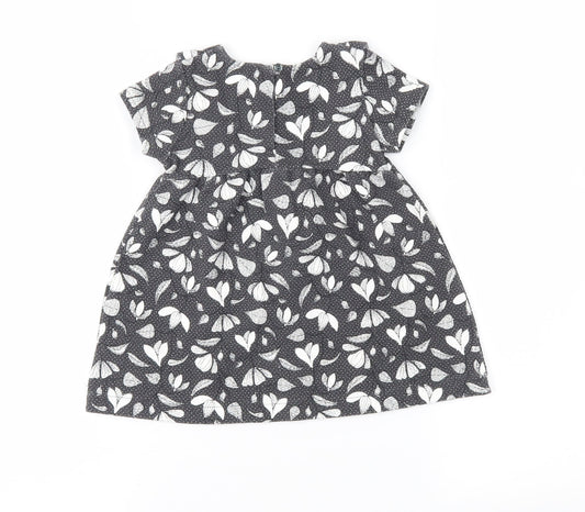 Zara Girls Grey Floral Fit & Flare Size 6-9 Months