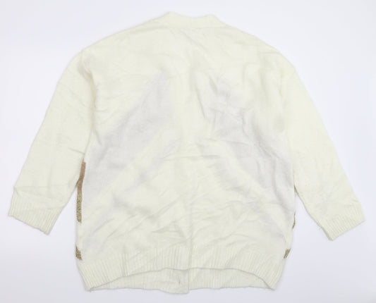 LC Waikiki Womens White Knit Cardigan Jumper Size L