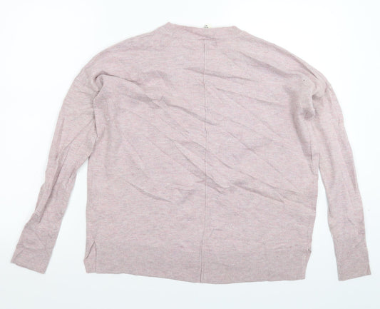 H&M Womens Pink Knit Pullover Jumper Size XS - Oversized