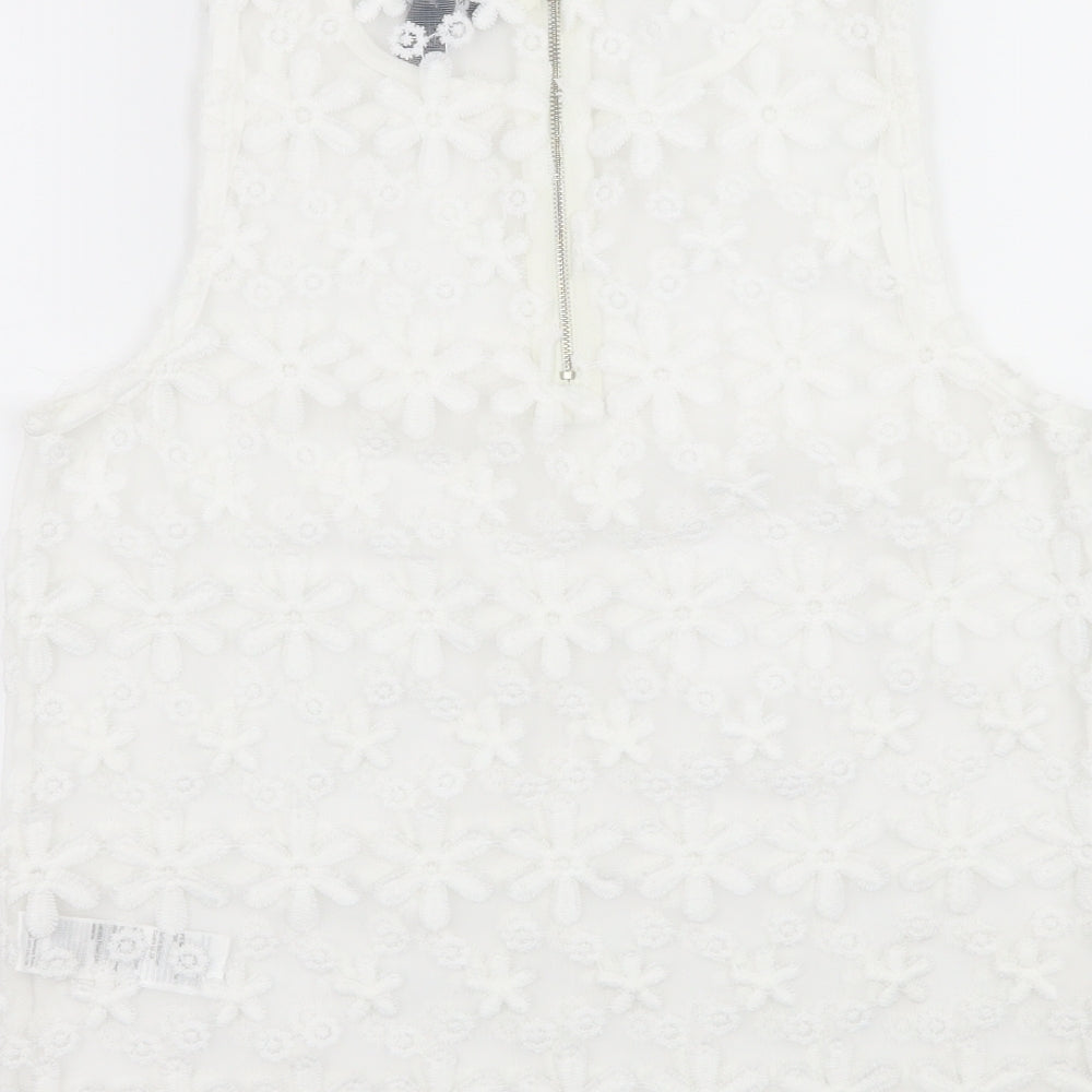 New Look Womens White Floral Basic Blouse Size 10
