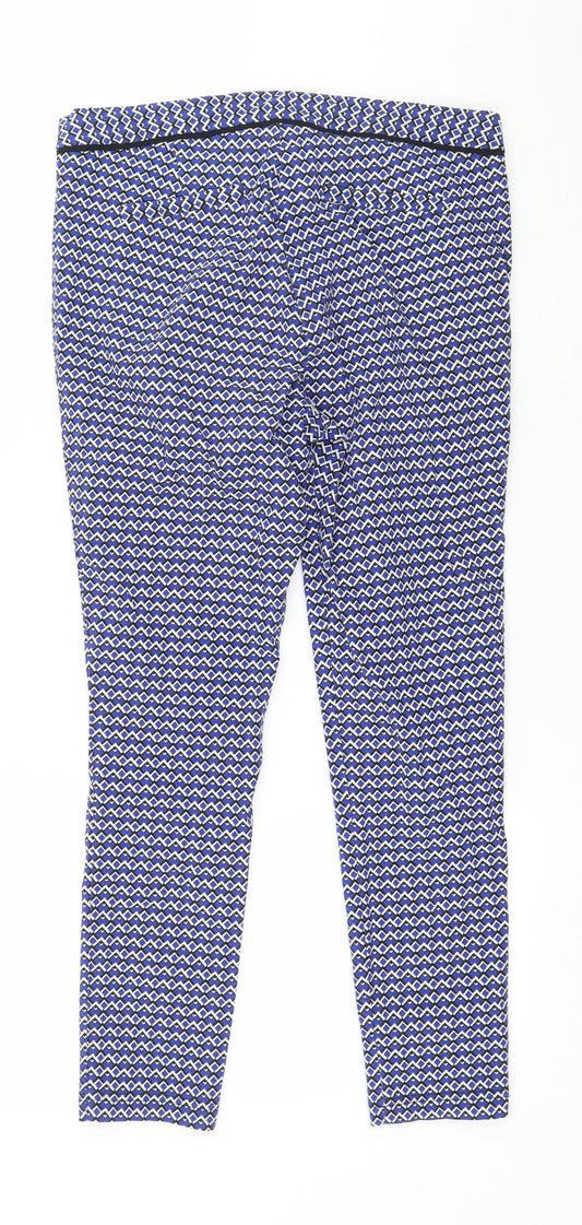 Dorothy Perkins Womens Blue Geometric Trousers Size 10 L23 in