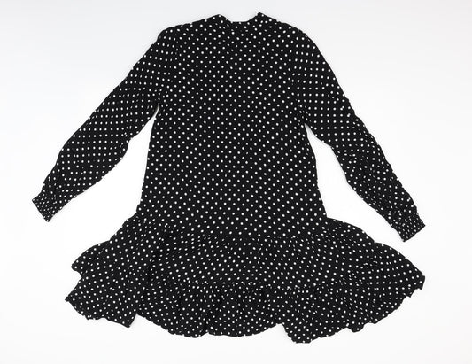 NEXT Womens Black Polka Dot Fit & Flare Size 8