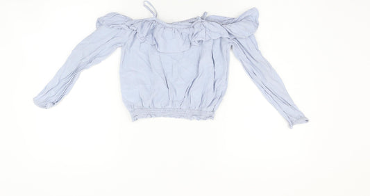 H&M Girls Blue Basic Blouse Size 10-11 Years