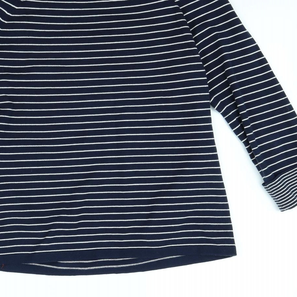 Jones New York Womens Blue Striped Pullover Jumper Size M