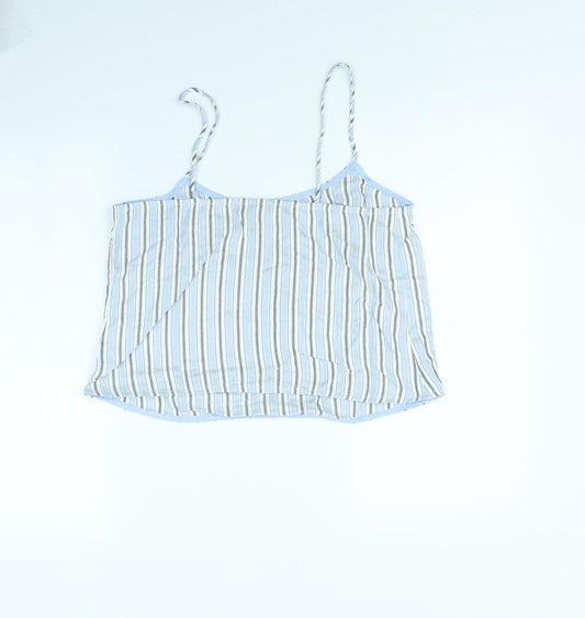 Topshop Womens Blue Striped Cropped T-Shirt Size 10