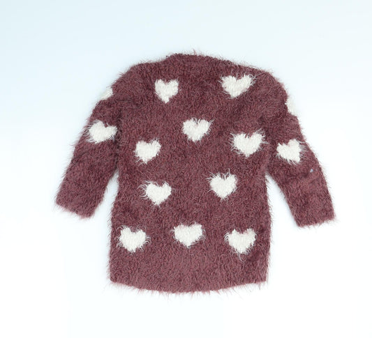 I Love Girlswear Girls Purple Polka Dot Pullover Jumper Size 5 Years