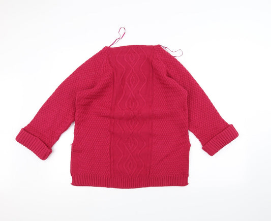BASSINI Womens Pink Knit Pullover Jumper Size S