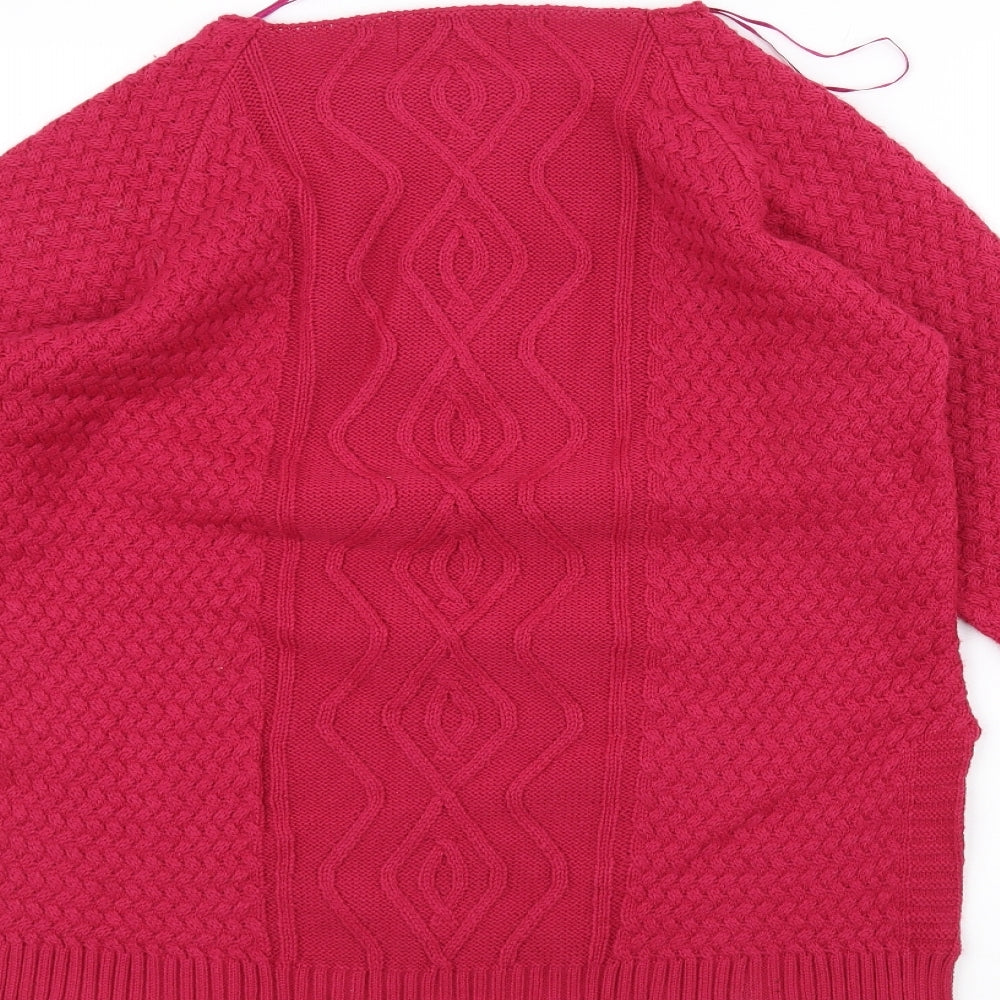BASSINI Womens Pink Knit Pullover Jumper Size S