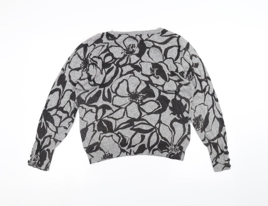 Country Club Womens Grey Floral Pullover Jumper Size L