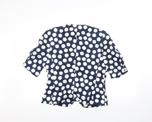 lovetta bloom Womens Blue Polka Dot Jacket Size 12