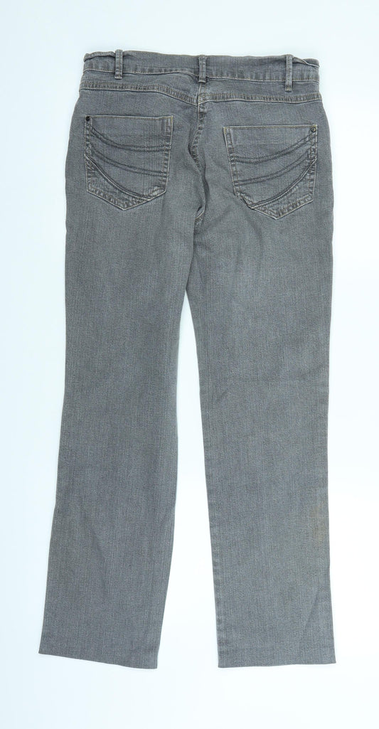 Marks and Spencer Womens Grey Denim Straight Jeans Size 10 L26 in