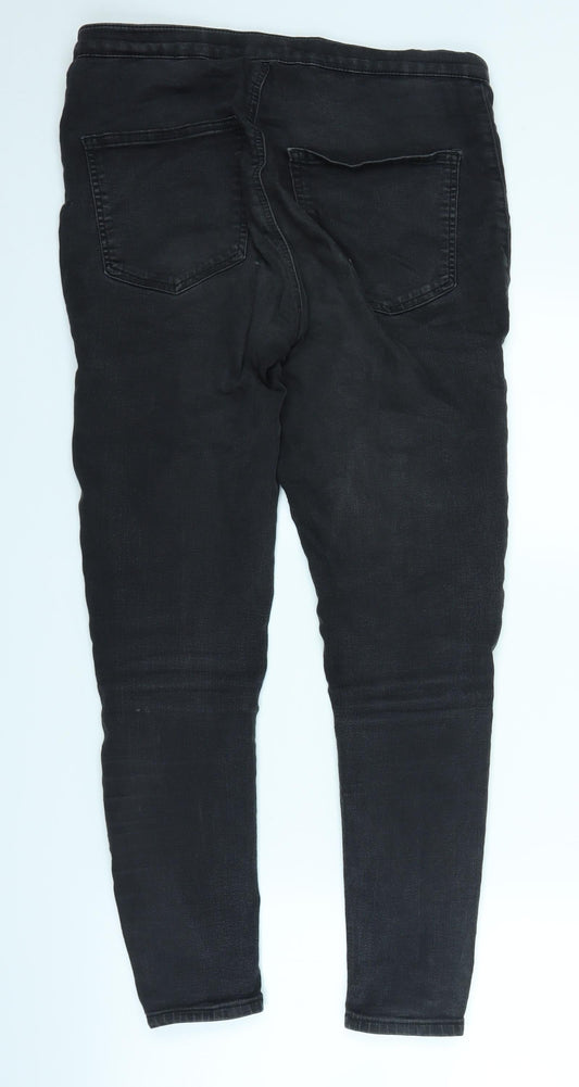 Topshop Womens Black Denim Straight Jeans Size 32 in L25 in