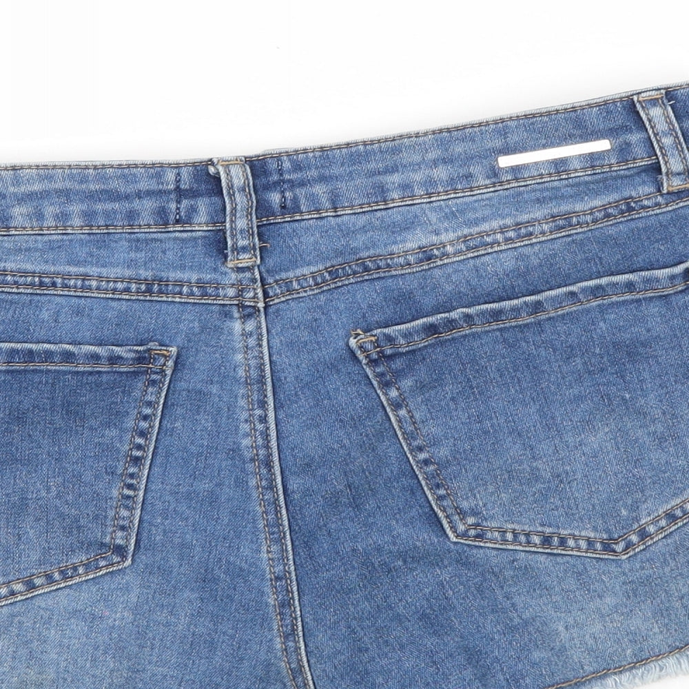 Lipsey Womens Blue Denim Mom Shorts Size 12 - Distressed