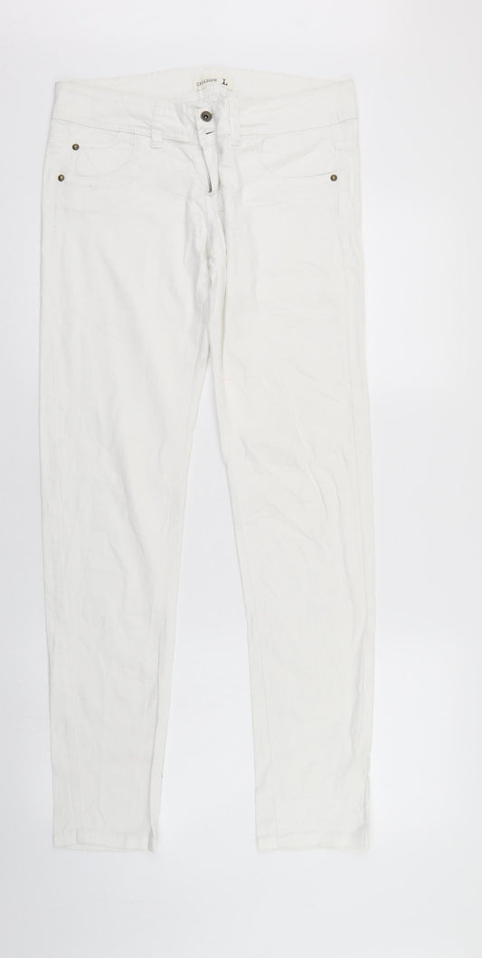 Calliope Womens White Denim Straight Jeans Size L L32 in