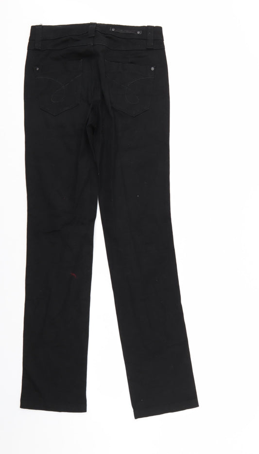 Flash Jeans Womens Black Denim Straight Jeans Size 6 L31 in