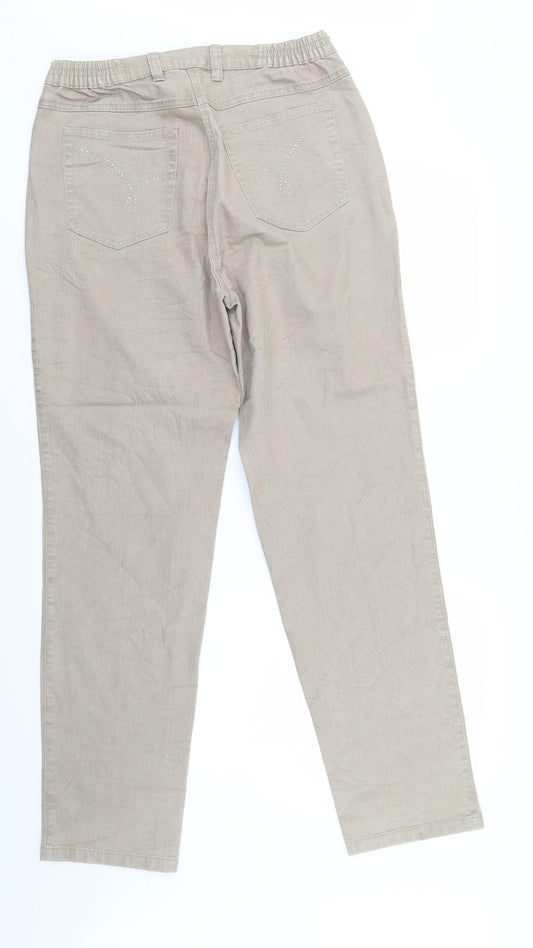 Perworn Womens Beige Denim Straight Jeans Size 32 in L32 in