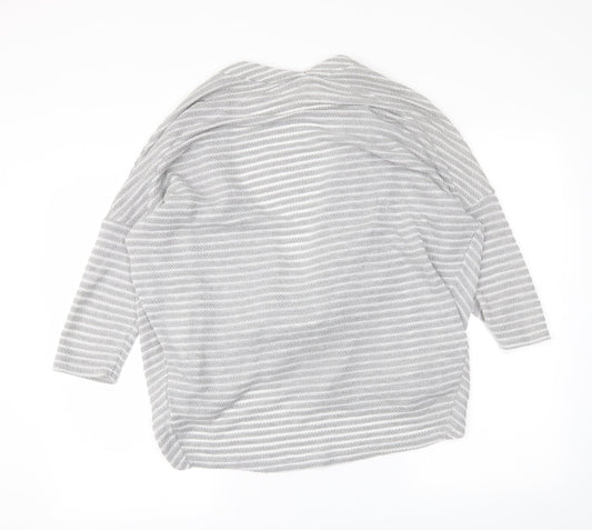 Papaya Womens Grey Striped Wrap Jumper Size 8