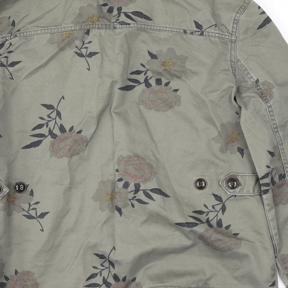 H&M Womens Green Floral Jacket Size 6