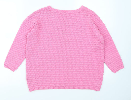 Warehouse Womens Pink Polka Dot Pullover Jumper Size 10