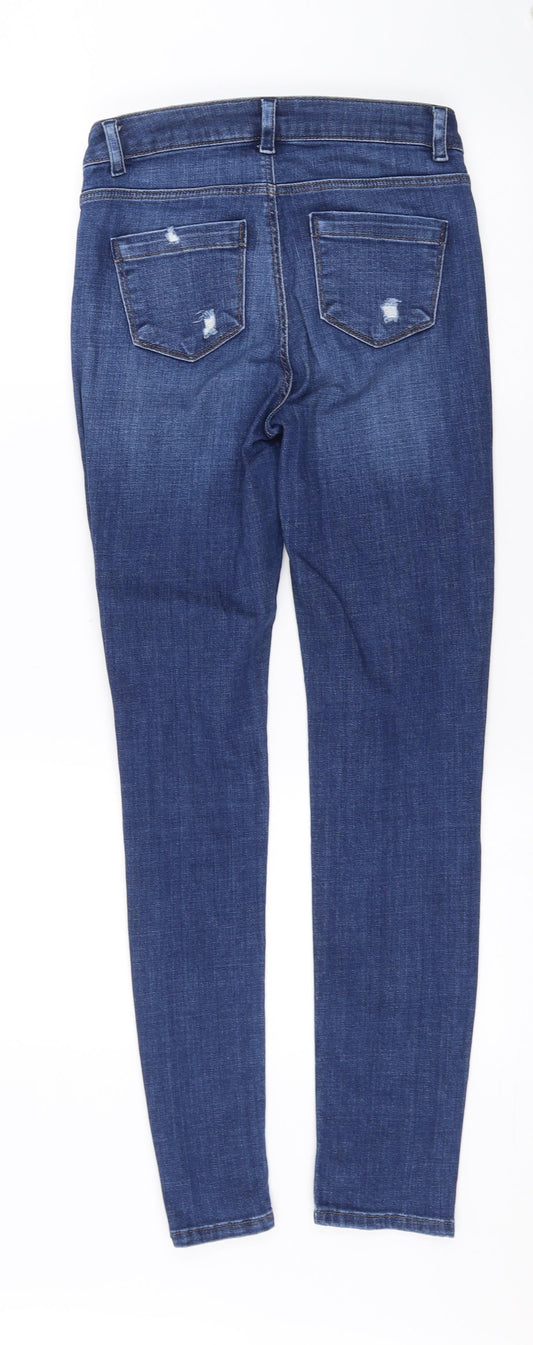 Topshop Womens Blue Denim Skinny Jeans Size 26 in L29 in - Distressed