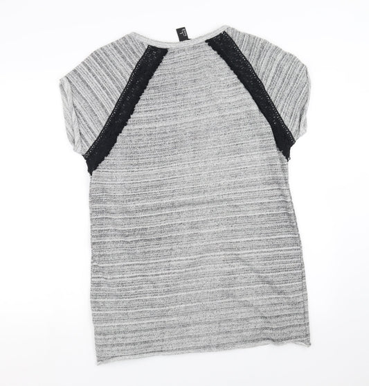 H&M Womens Grey Pullover Sweatshirt Size S - crochet detail