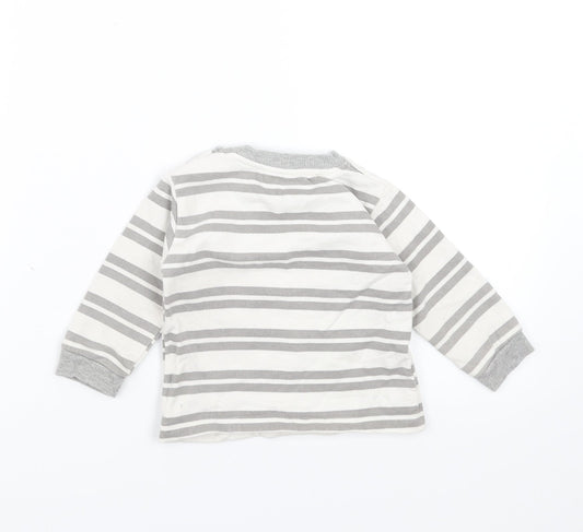 noqnoq Baby White Striped Pullover Jumper Size 9-12 Months