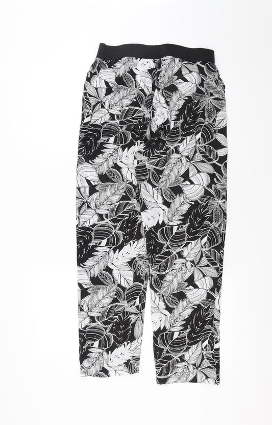 Select Womens Black Floral Trousers Size 12 L26 in