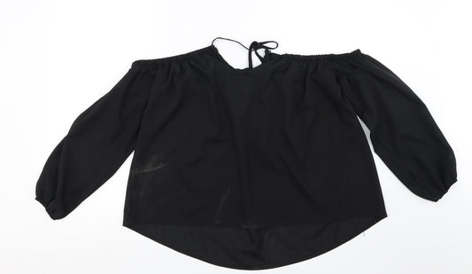 show lai Womens Black Basic Blouse Size M