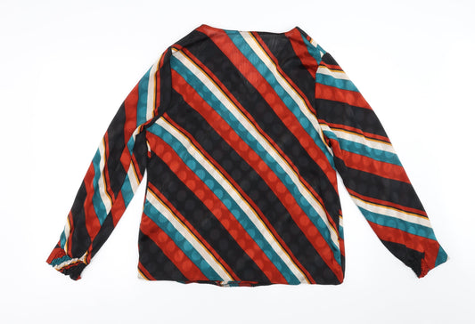 Soon Womens Multicoloured Striped Basic Blouse Size 14