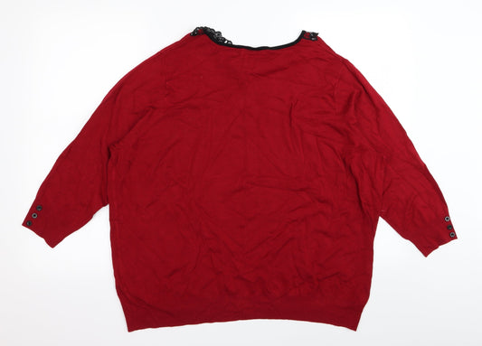 DAVID EMANUEL Womens Red Basic T-Shirt Size XL